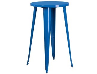 24" Round Blue Metal Indoor-Outdoor Bar Height Table - Restaurant Table
