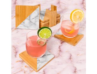 Bamboo 16pc Coaster Set