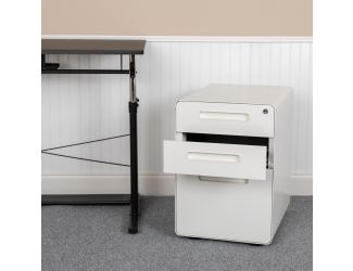 Ergonomic 3-Drawer Mobile Locking Filing Cabinet Storage Organizer-White