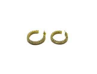 Gold Tone Basket Weave Hoop Earrings