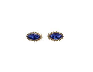 Blue Marquise Cut Rhinestone Earrings