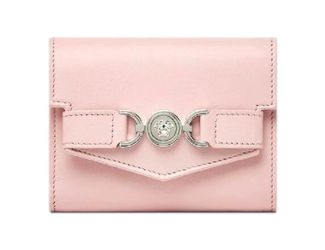 Versace Medusa 95 Dusty Pink Tri Fold Snap Wallet Card Holder