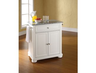 Alexandria Granite Top Kitchen Island White Finish