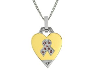 Joyful Sentiments Gold Heart Cancer Awareness Ribbon Two Tone Pendant Necklace