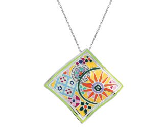 Belle Etoile Pashmina - Sterling Silver, Yellow Enamel, White CZ Pendant with 18" SS  chain