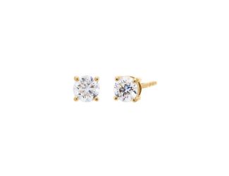 Lab Grown Solitaire 4 Prong Earring 14K Size 1 CT