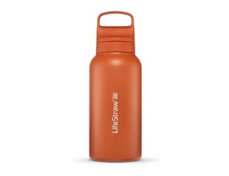 LifeStraw Go 1L Stainless Steel Filtered Water Bottle Kyoto Orange