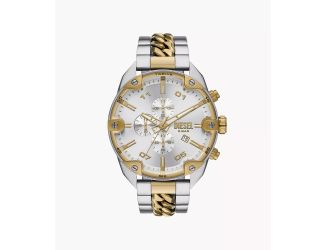 Mens Spiked Chronograph Two-Tone Stainless Steel Watch Silver Dial