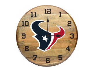 Houston Texans Oak Barrel Clock