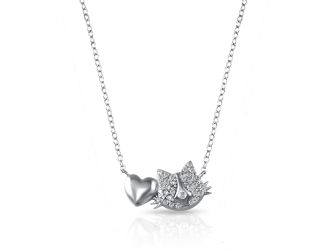 PARIKHS Rhodium Plated Dog Heart Necklace in 925 Sterling Silver