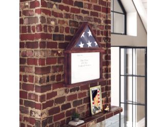 Glass Front Flag Display Case with Certificate Holder-Fits 9x5 Flag-Dark Brown