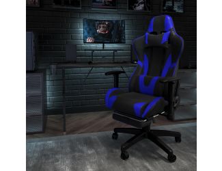 Racing Gaming Ergonomic Chair with Fully Reclining Back in Blue LeatherSoft