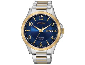 Men's Quartz Watch, Two-tone with Blue Dial