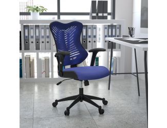 High Back Designer Blue Mesh Executive Ergonomic Chair with Adjustable Arms