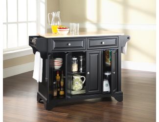LaFayette Natural Wood Top Kitchen Island (Black)