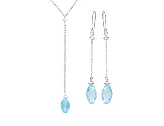 Antwerp's Blue Topaz Briolette Earrings and Necklace combination. ER200310/PBT200310