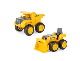 John Deere 6" Construction Vehicle Toys 2-pack; Dump Truck & Tractor with Loader
