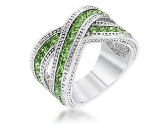 Criss-Crossing Green Statement Ring