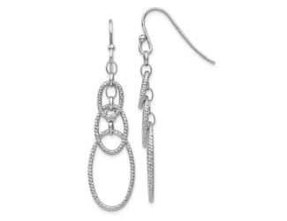 Sterling Silver Textured Dangle Shepherd Hook Earrings