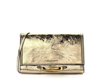 Alexander McQueen Small Story Gold Crash Calf Leather Shoulder Bag