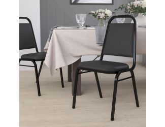 Trapezoidal Back Stacking Banquet Chair in Black Vinyl with 1.5" Thick Seat