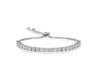 Round CZ Bolo Adjustable Bracelet Size 7.25