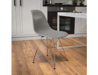 Moss Gray Plastic Chair-Chrome Base - Hospitality Seating - Accent & Side Chair