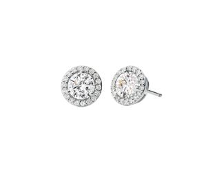 Sterling Silver Pave Round Stud Earrings