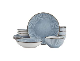 Arlie Blue 12pc Stoneware Dinnerware Set