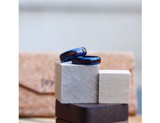 Blue Steel - Stainless Steel & Sapele Ring Size 12
