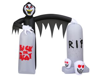 8-ft. Prelit Inflatable Grim Reaper with Tombstone Arch