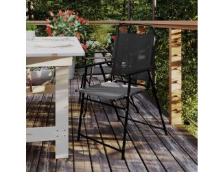 Set of 2 All-Weather Textilene Patio Sling Chairs with Armrests - Black