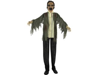 Life-Size Poseable Zombie with Lights and Sound, Indoor or Covered Outdoor Halloween Decoration