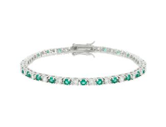 Emerald Green and Clear CZ Tennis Bracelet