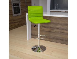 Green Vinyl Adjustable Height Barstool w/ Horizontal Stitch Back & Chrome Base