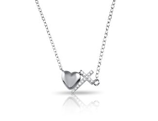 PARIKHS Rhodium Plated Heart Cross Necklace in 925 Sterling Silver