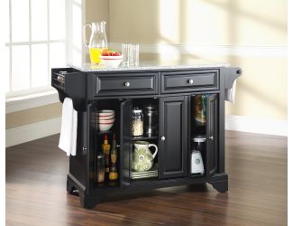 LaFayette Grey Granite Top Kitchen Island (Black)