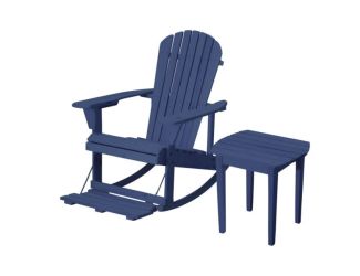 Zero Gravity Adirondack Rocker w/Footrest & End Table - Navy