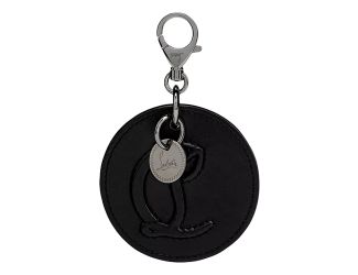 Christian Louboutin Round Leather Logo Black Bag Charm Keychain