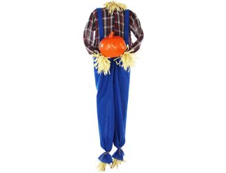 57-In. Crow the Animated Headless Scarecrow, Indoor or Covered Outdoor Halloween Decoration, Battery