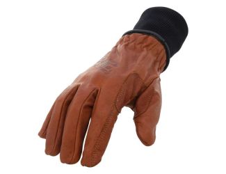 Waterproof Fleece Lined Buffalo Leather Driver Winter Work Gloves: Large