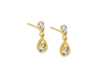 CZ Teardrop Duo Stud Earring