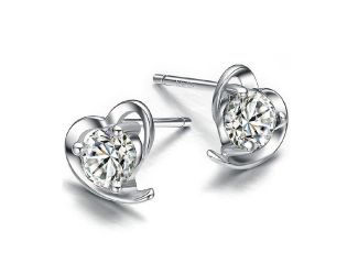 Silver CZ Heart Earrings
