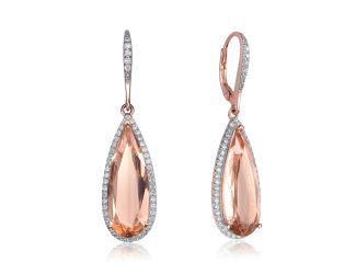 Sterling Silver Pink CZ Drop Earring Size 1.81