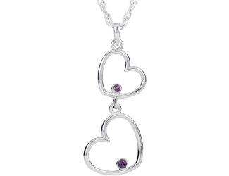 Sterling Silver Amethyst Double Heart 18" Necklace