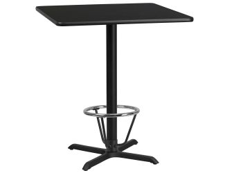 36" Square Black Laminate Table Top with 30" x 30" Bar Height Table Base