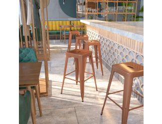 30" High Backless Copper Indoor-Outdoor Barstool - Patio Chair
