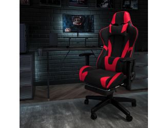 Racing Gaming Ergonomic Chair with Reclining Back, Footrest in Red LeatherSoft