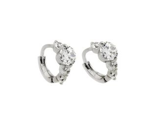 PARIKHS Rhodium Plated Past Present Future CZ Huggie Earring in 925 Sterling Silver