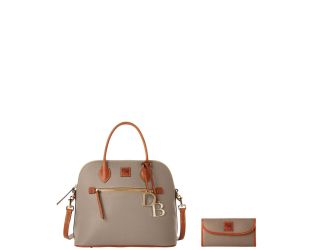 Pebble Grain Large Domed Satchel and Continental Clutch Set
